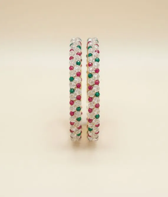 Four Regal Flora Multi-Stone Crystal Bangles (Elegant)